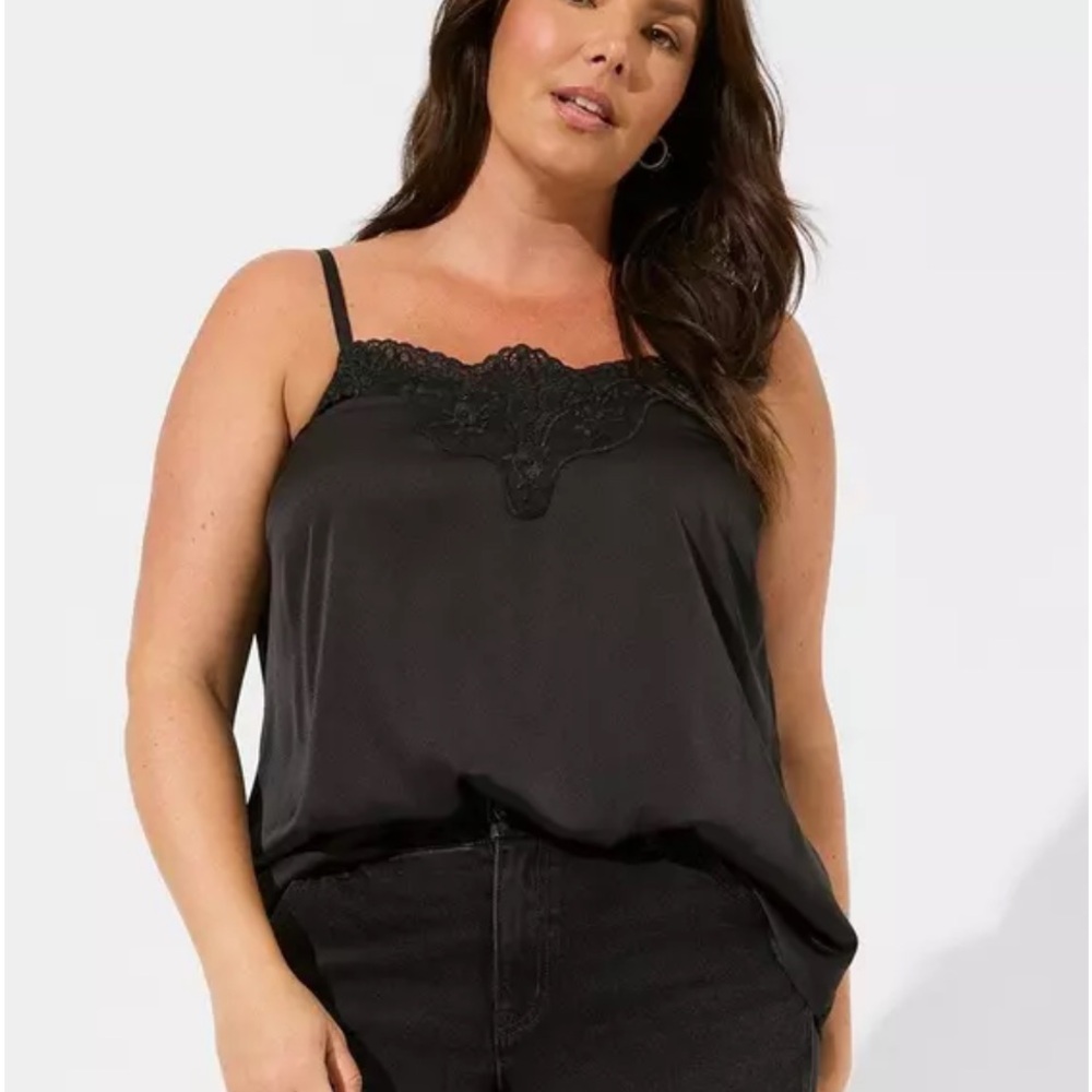 Gorgeous torrid black satin cami tank; NWOT, size 2